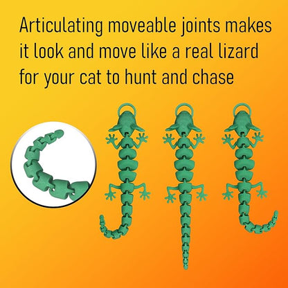 Pineapple Lizard Cat Toy Wand Attachment, Cat Wand Toy Refill, Interactive Cat Toys for Indoor Cats (Green)