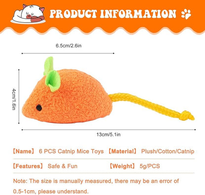 Dorakitten Catnip Toy - 6Pcs Cats Mouse Plush Cat Toys Realistic Cute Kitten Mice Filled Catnip for Cat Chew Toy1