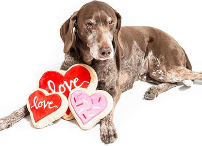 Midlee Pink Heart Sugar Cookie Plush Valentine's Dog Toy- Small Stuffed Present