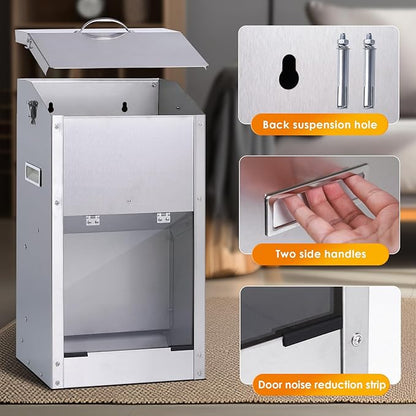 Automatic Dog Feeder Large Breed Outdoor Auto Dog Food Dispenser 25lbs Large Capacity Stainless Steel Gravity Pet Feeder Feeding Station Pet Dry Food Dispenser (M)