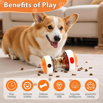 Dog Puzzle Toy - Adjustable Treat Dispensing Ball Food Dispenser Slow Feeder, Puppy Enrichment Training Toy, Pet Interactive Chase Toy for Small Medium Dogs to Keep Them Busy and Relieve Boredom