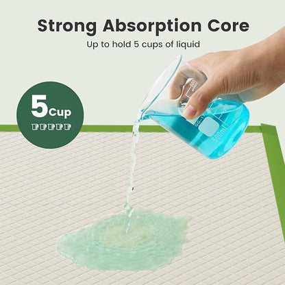 Gardner Pet Dog Pee Pads Rugular 21.7"x21.7", Thicker ECO Green Small Disposable Puppy Training Pads Super Absorbent Full Edge-Wrapping Pad for Dogs, Puppies, Doggies, Cats-(50 Count)