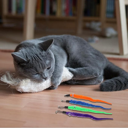 Vin Beauty 12 Pcs Cat Worm Toy Refills Cat Toys Wand Replacement Cat Wand Refills Worm Teaser with Bells Cat Wand Attachments Worm Toy Cat Accessories for Bored Indoor Cats Kitten
