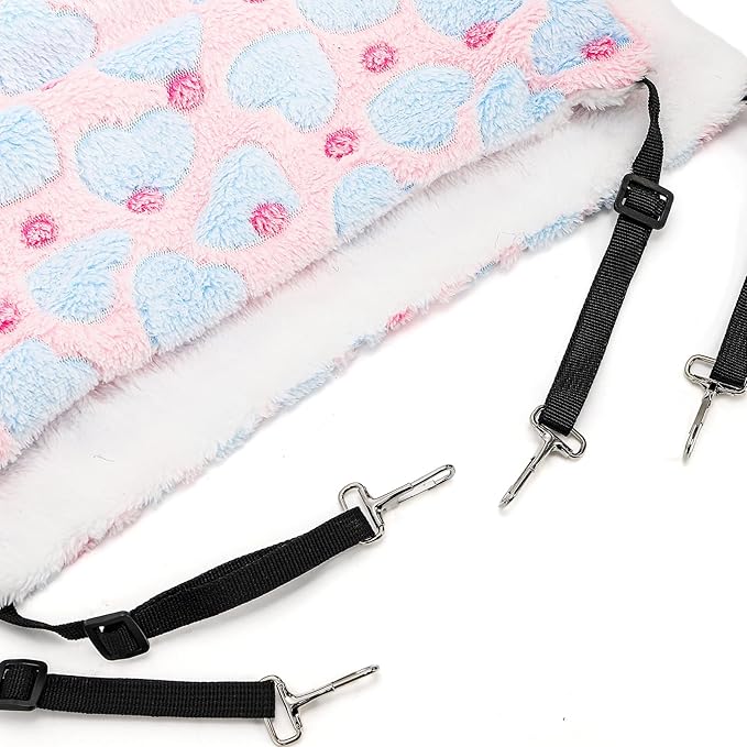 6 Pieces Cat Hammock for Cage, Reversible Soft Pet Hanging Bed with Adjustable Strap, Double Sided Small Animal Sleeping Hammock for Cat Ferret Puppy Rabbits
