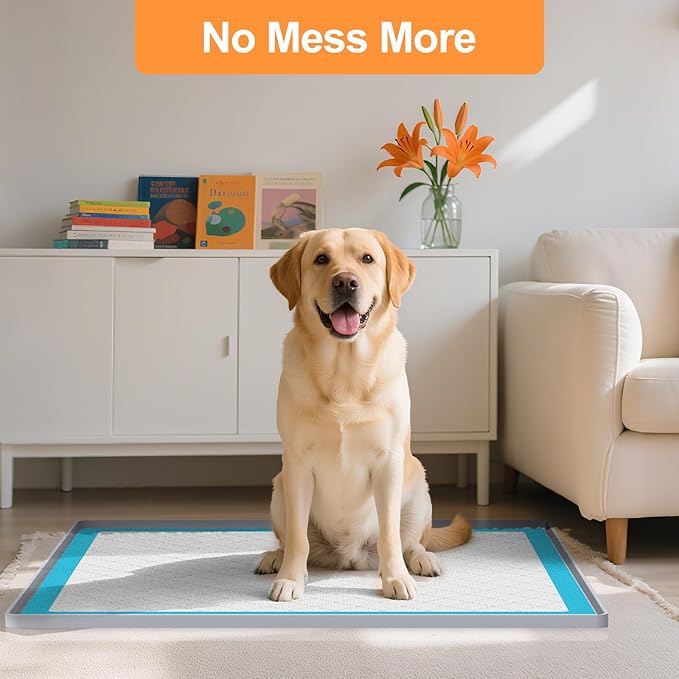 Pee Pad Tray Holder for Dogs,Non-Slip Silicone Dog Puppy Pad Holder,34 x 28 Inch Puppy Potty Training Pads,No Spill Raised Lip High Edge,Portable, Leak-Proof Mat Trays for Indoor Floor Protection