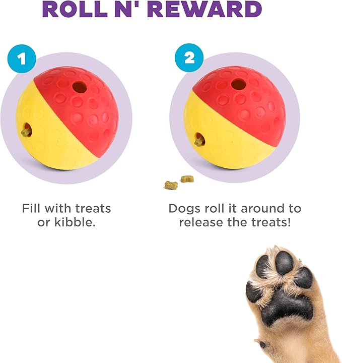 Outward Hound by Nina Ottosson Treat Tumble – Interactive Food-Dispensing Dog Puzzle Ball, Level 1 Beginner, Large, 5.75"