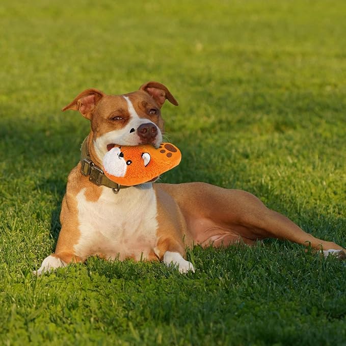 Andiker Dog Squeaky Toy, Cute Slipper Shaped Dog Chew Toys with a Squeaker and Crinkle Paper, Hide Food Puppy Stuffed Toy for Small Medium Dogs to Bite and Relieve Boredom and Stress (Orange)