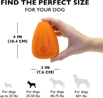 Chew King by Mammoth Premium Treat Dog Toy, Extremely Durable Natural Rubber Toy, Bacon Flavored Dog Treater, Large - Orange