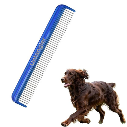Pet comb for easy mat removal - silky smooth rotating teeth untangles without causing pain to pets. (7" Ocean Blue)