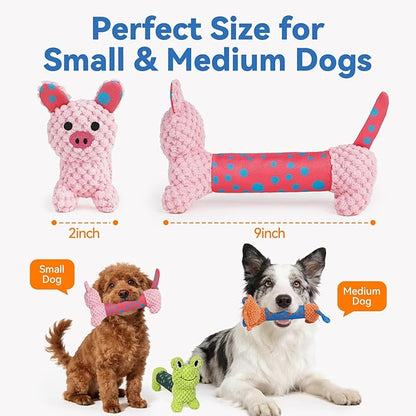 Squeaky Dog Toys, Interactive Dog Toys for Indoor Play, Lion Rabbit Fog Dog Toys with Durable Fabric Material for Small Medium Large Dogs - 3pack