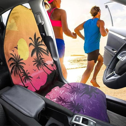 Coldinair Palm Tree Sunset Towel Seat Covers for Cars,SUVs,Trucks,Waterproof Sweating Car Front Seat Protector Cover Universal Fit,Easy to Install