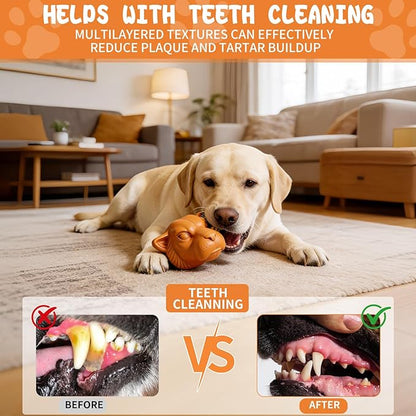 Tough Dog Toys for Aggressive Chewers | Natural Rubber Treat Dispensing Chew Toys for Medium Large Dogs, Interactive Slow Feeder Puzzle Toy for Boredom Relief & Teeth Cleaning, Dishwasher Safe