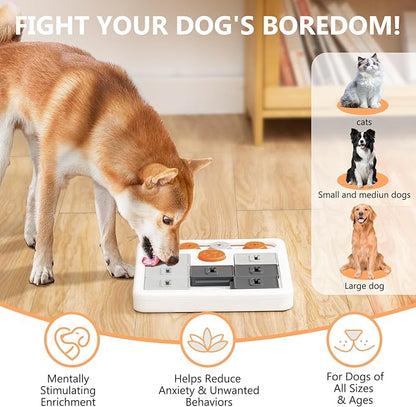Durable Dog Puzzle Toy and Slow Feeder - Tough Dog Toys with Squeaky Sounds, Interactive Pet Toys for Small and Large Dogs to Keep Them Busy, Includes Food Dispensing Feature