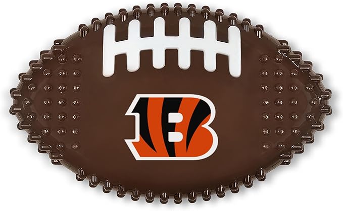 NFL Cincinnati Bengals Mega-chew Hard Nylon Bacon-flavored Dog Bone Football Chew Toy. Interactive Tasty Fun Dog Chew Toy. Indestructible Strong Durable Chew Toy Tough Pet Toys for Aggressive Chewers