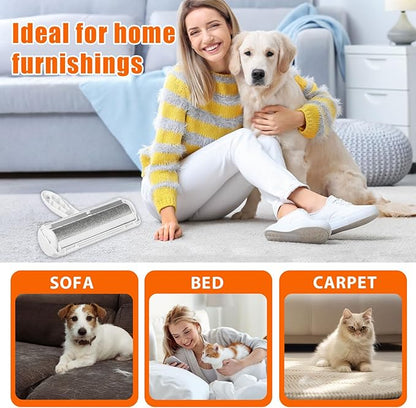 Pet Hair Remover Lint Roller for Pet,Cat Hair Removal Tool Reusable Lint Roller for Furniture, Couch, Carpet, Clothing and Bedding,White Grey