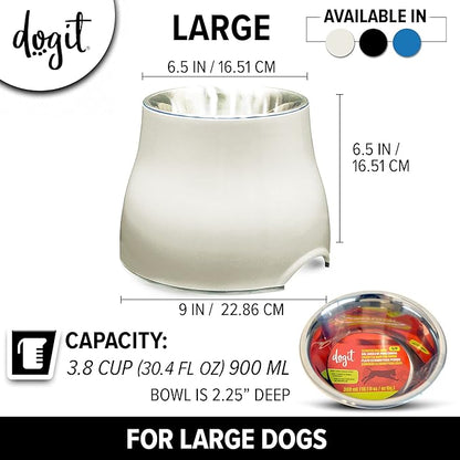 Dogit Elevated Dog Bowl, Stainless Steel Dog Food and Water Bowl for Large Dogs, White, 73753