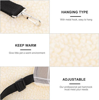 YARNOW Pet Cat Hammock Bed Winter Thickened Plush Hanging Pad Medium Gray Plaid Washable Pet Sleeping Bed Suitable for Indoor Cats Guinea Pigs Chinchillas
