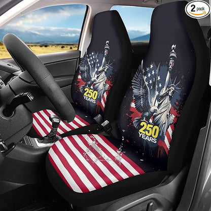 250th Anniversary Car Front Seat Covers Eagle 2 Packs Automotive Front Seat Covers Waterproof Bucket Seat Cover Protective Car Interior Accessory
