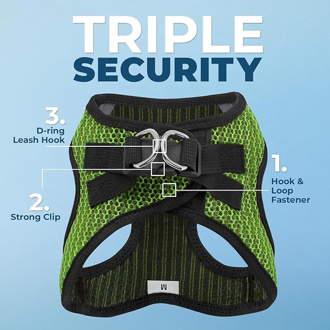 Best Pet Supplies Voyager Step-in Air Harness - All Weather Mesh, Reflective, No Pull Harness for Dogs, Cats - Secure with Hook & Loop Fastener, Buckle, Double D-Rings - Lime Green 2-Tone, M