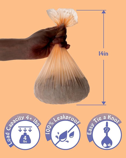 Dog Poop Bags 300 Count, 30 Refill Rolls, Leak Proof Dog Waste Bags - Extra Thick 18 Micron, 14 Inch Long Easy Tie, Light Orange Scent, Strong Star-Sealed Bottom for Walking, Yard & Travel