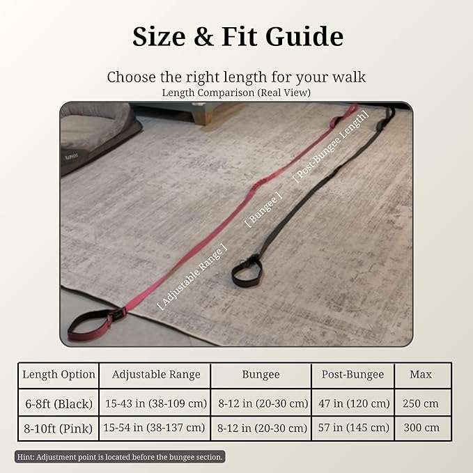 8FT-10FT Hands Free Dog Leash - Adjustable Waist/Crossbody 2-in-1 Belt with Shock-Absorbing, Traffic Handle & Reflective for Hiking, Canicross & Active Lifestyles (Sky Blue)