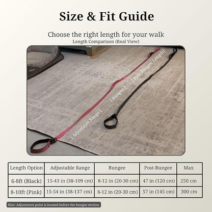 6-8FT Hands Free Dog Leash - Adjustable Waist & Crossbody Belt, Tangle-Free, Reflective Urban Leash for City Walks, Jogging & Daily Use (Hot Pink)