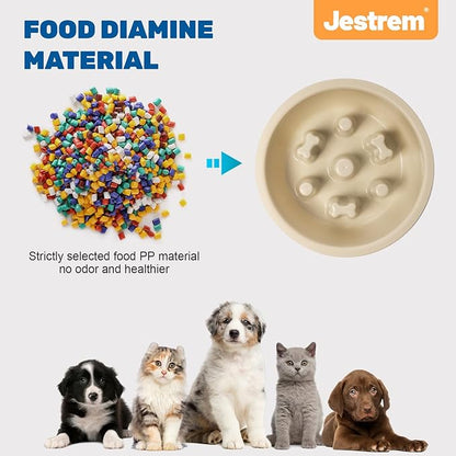Slow Feeder Dog Bowls with Non-Slip Mat, 3-in-1 Stainless Steel Bowl Slow Feeder Prevents Gulping, Paired with Weighted Base Water Dog Bowls for Large Medium Small Breed Size Dogs and Cats