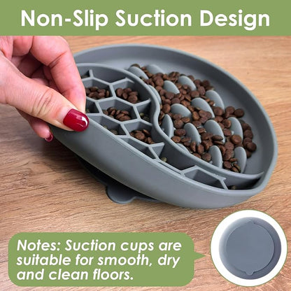 Slow Feeder Dog Bowls,Fun Dog Feeding Bowls with Suction Cups, Anti-Choking, Non-Slip Design, Reduces Boredom, Anxiety,Overeating, Ideal for Medium to Small Dogs & Cats (Grey)