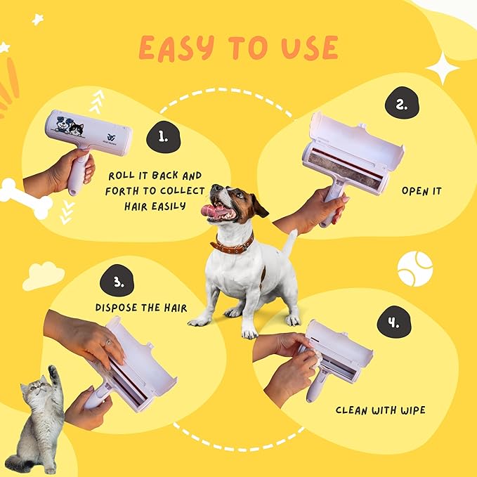 Pet Hair Remover - Portable, Reusable Roller - Cat & Dog Hair Remover for Sofa, Bedding, Carpets, Car Seat and Other Furniture