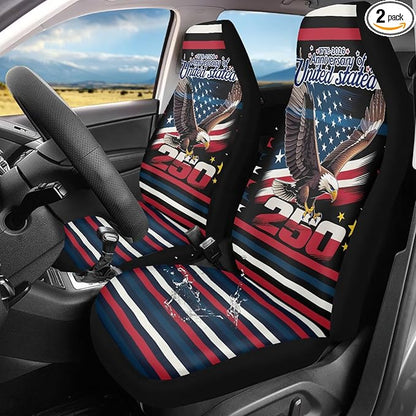 250th Eagle Flag Car Seat Covers Universal Bucket Seat Cover Waterproof Anti-Slip Automotive Accessories Suitable for Cars, SUV and Trucks