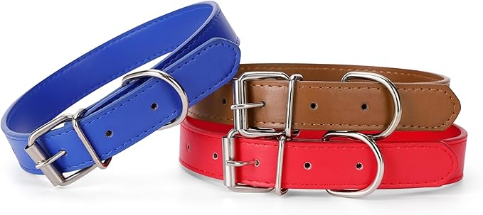 Brown Leather Dog Collar for Small,Medium, Large Dog, (Wide: 0.75'' for Dog's Neck: 10''~14'', Brown, M)
