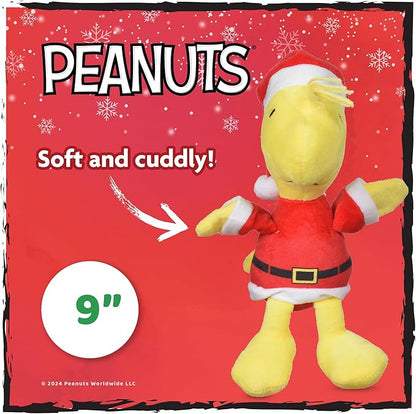 Peanuts for Pets 9" Holiday Woodstock Santa Plush Dog Toy with Squeaker | Yellow and Red Charlie Brown Plush Dog Toy | Medium Squeaky Dog Toys- Cute and Soft Stuffed Dog Toys for All Dogs Toy Bin
