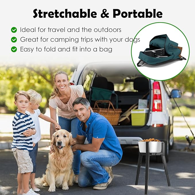 SHAINFUN Raised Dog Bowl Stand, Adjustable Height & Width, Single Elevated Food Water Holder, Bowl Not Included