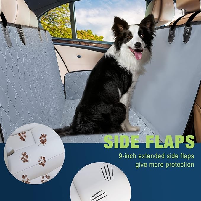 NESTROAD Dog Car Seat Cover for Back Seat,Waterproof & Scratchproof & Hammock for Dogs Backseat Protection,600D Heavy Duty Dog Seat Cover for Cars, Trucks and SUVs(Gray,59"×63")