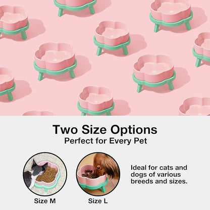 VETRESKA Elevated Dog Bowls Large Breed, 40OZ Ceramic Raised Dog Bowl with Bamboo Stand, Flower-Shaped Food Water Bowl Feeding Dish Bowls for Medium/Large Dogs and Cats