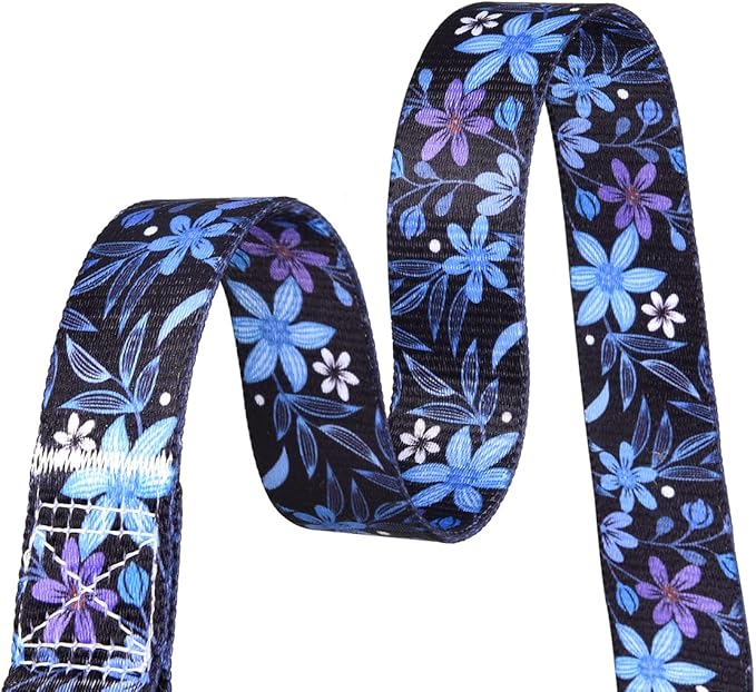 Dog Collar with Bohemia Floral Tribal Geometric Patterns - Soft Ethnic Style Collar Adjustable for Small Medium Large Dogs(Floral Blue,M)
