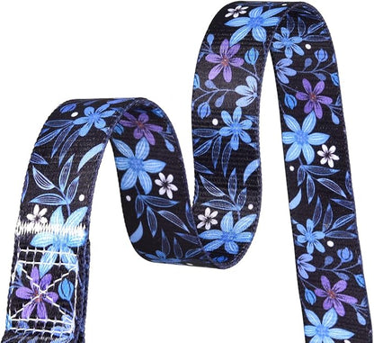 Dog Collar with Bohemia Floral Tribal Geometric Patterns - Soft Ethnic Style Collar Adjustable for Small Medium Large Dogs(Floral Blue,M)