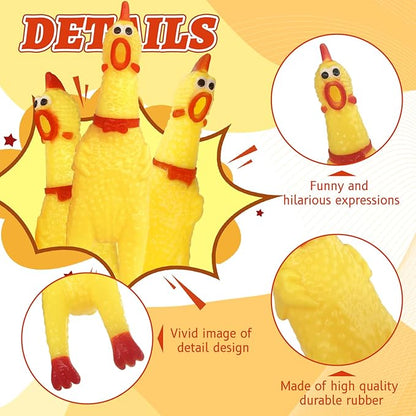 20 Pcs Rubber Chicken,Screaming Chicken,Squeeze Chicken,Yellow Rubber Squawking Dog Toys,Prank Novelty Noise Toy