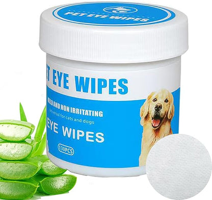 Dog Eye Wipes for Tear Stain Removal, Vet-Recommended Dog Eye Infection Treatment, Natural Dog Wipes for Discharge, Pet Eye Cleaner for Dogs&Cats, Gentle & Safe Pet Wipes for Sensitive Skin, 130 Count