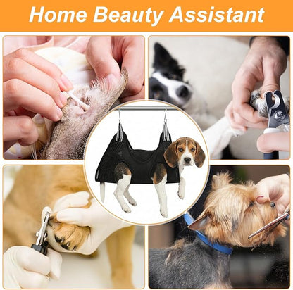 Dog Grooming Hammock - Breathable Dog Nail Trimming Hammock - Hanging Harness with S Hooks for Cats and Small Dogs Nail Trimming, Bathing, Brushing