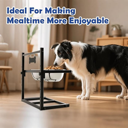 Elevated Dog Bowls for Dogs,Raised Dog Bowl Stand with Two 1700ML Stainless Steel Bowls, Adjustable Tall Dog Food Water Bowls