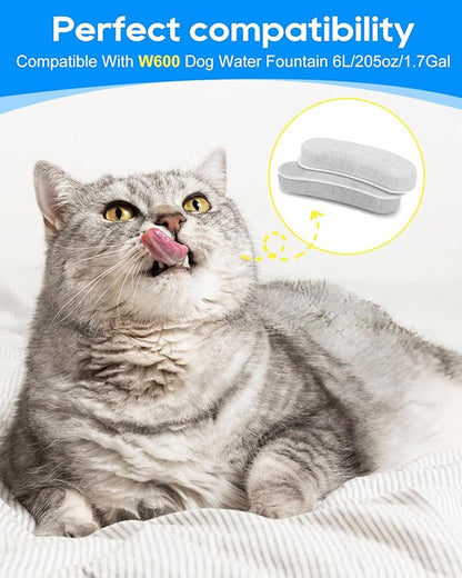 12 Pack Dog Water Fountain Filters Replacement Compatible with W600 Automatic Water Bowl Dispenser, Pet Fountain Charcoal Filters Fit for 205oz/6L Dog Fountain Bowl for Large Dogs