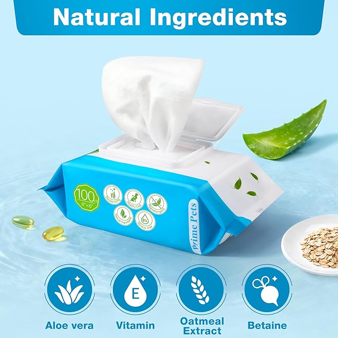 Prime Pets Dog Wipes for Paws and Butt, 600 Count, Pet Wipes for Dogs & Cats, 100% Fragrance Free, Deodorizing Puppy Wipes for Cleaning Face Eyes Ears Paws Teeth Body