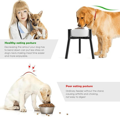 Dog Bowl Stand for Medium & Large Dogs, Adjustable Width 7-10.7", 11in Tall Elevated Dog Food Water, Bowl Not Included