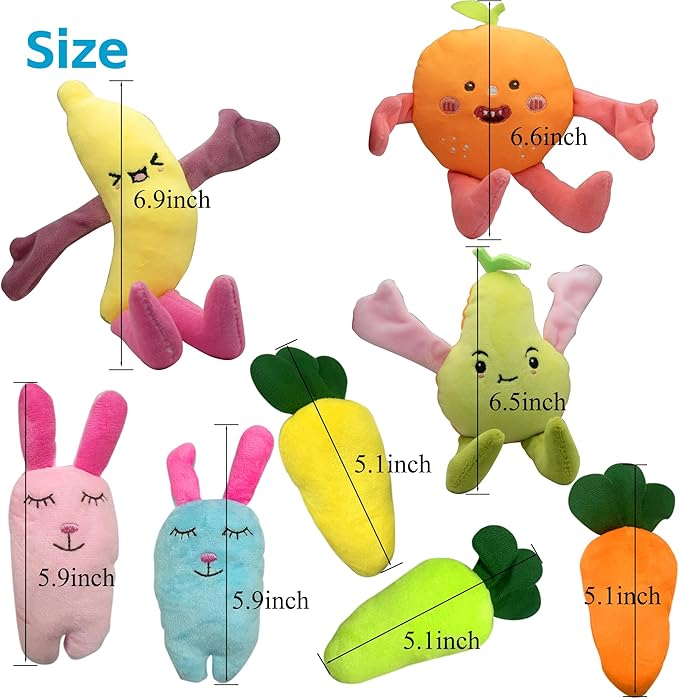 Cute Carrot Fruits Dog Squeaky Toys Dog Toy for Pet Puppy Small Dog (Pack for 13)