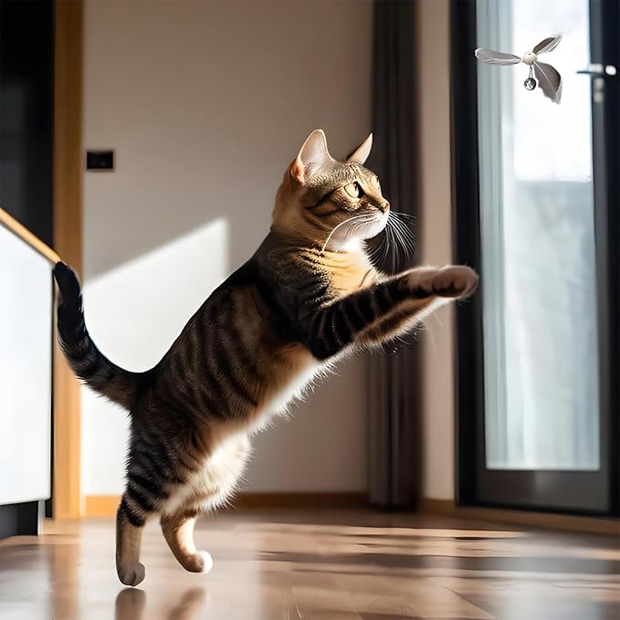 Cat Wand Toy Refill, Replacement Parts for Cat Feather Toy, 6-Piece Set with Bell Shaped Rotating Propeller