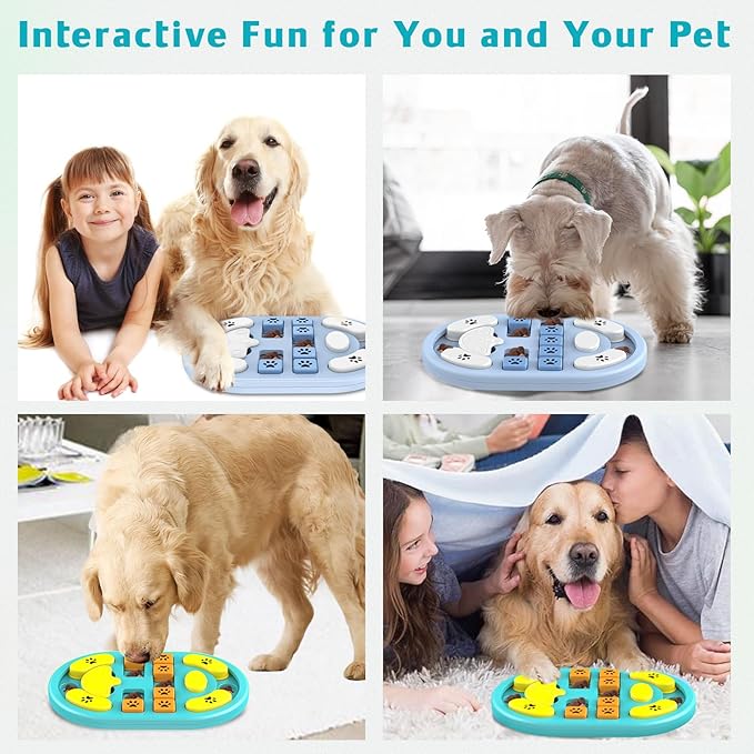 Dog Puzzle Toy, Interactive Treat Puzzle for IQ Training & Mental Stimulation, Non-Slip Slow Feeder Enrichment Boredom Buster for Puppies Small Medium Large Dogs Cats, Blue Gift