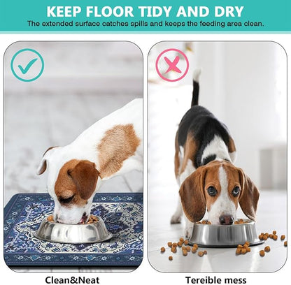 Pet Feeding Mat for Floors Waterproof Dog Mat for Food and Water Absorbent Quick Dry Non Slip mat for Cat Bowls