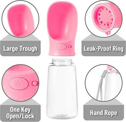 Mr. Pen Portable Dog Water Bottle - 19 oz, Pink, Travel Dog Water Bottle Dispenser, Not Dishwasher Safe