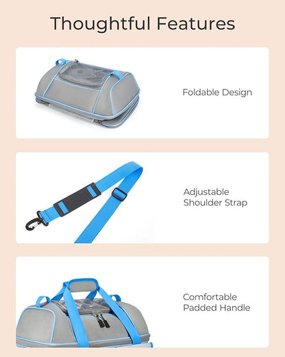 Expandable Cat Dog Carrier: NOBLE DUCK Soft-Sided Pet Carrier Airline Approved Large Small Medium Collapsible Portable Travel Up to 25 Lbs Green